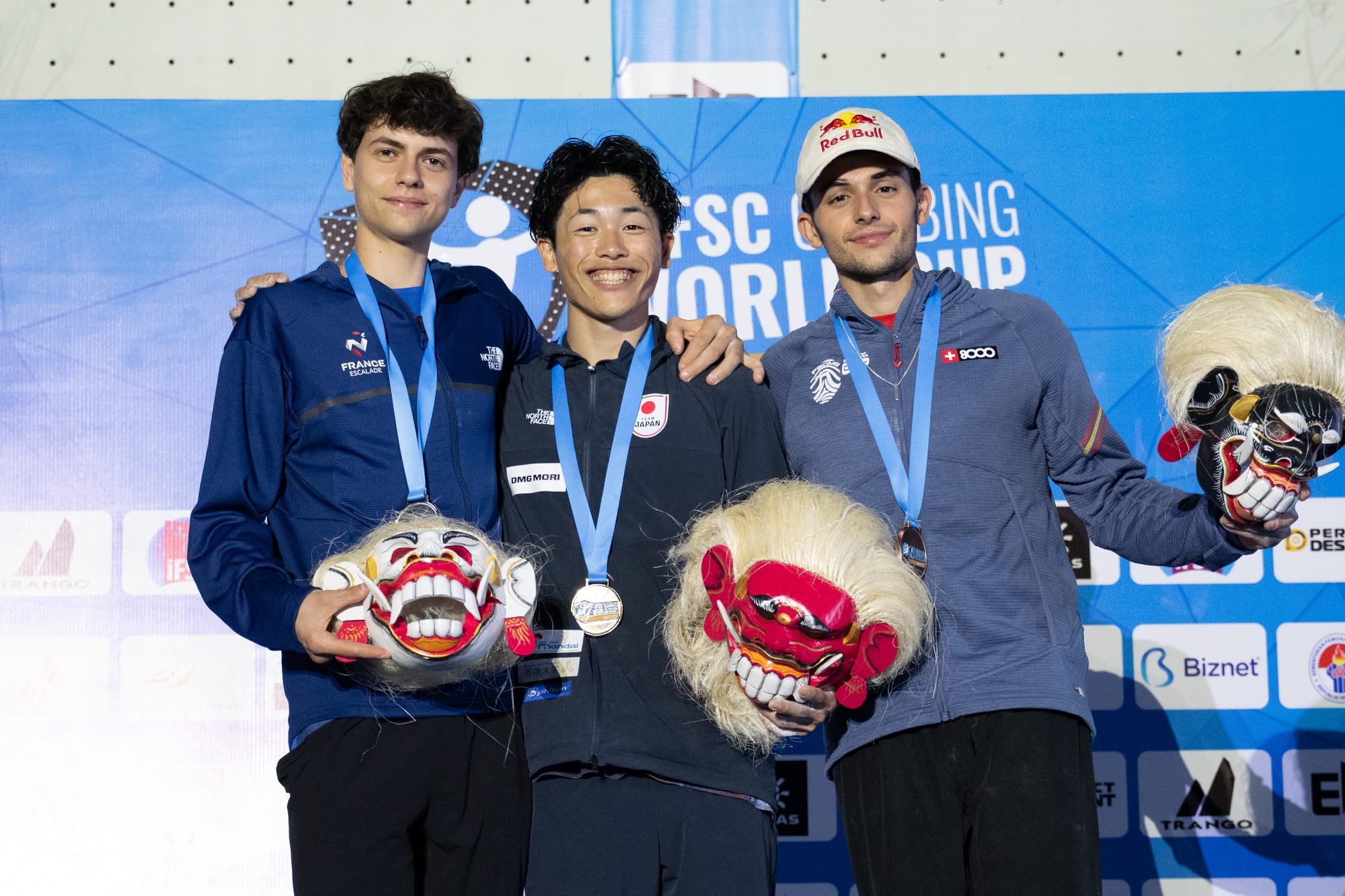 Men's Lead podium with masks