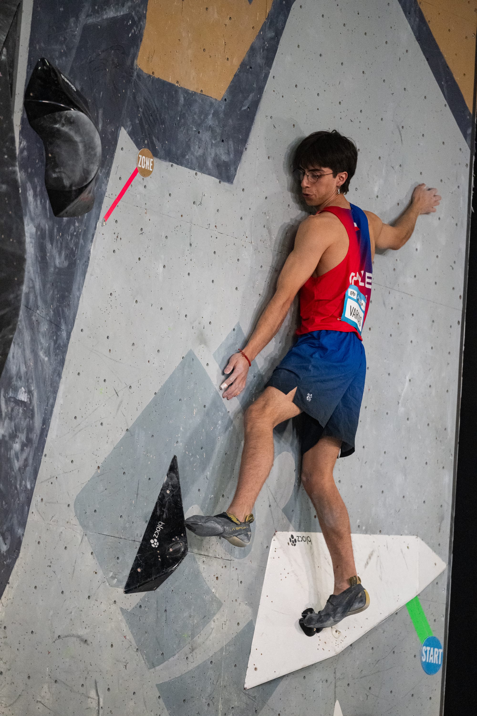 Benjamin Vargas competing at the 2024 SLC Boulder World Cup Semi-final