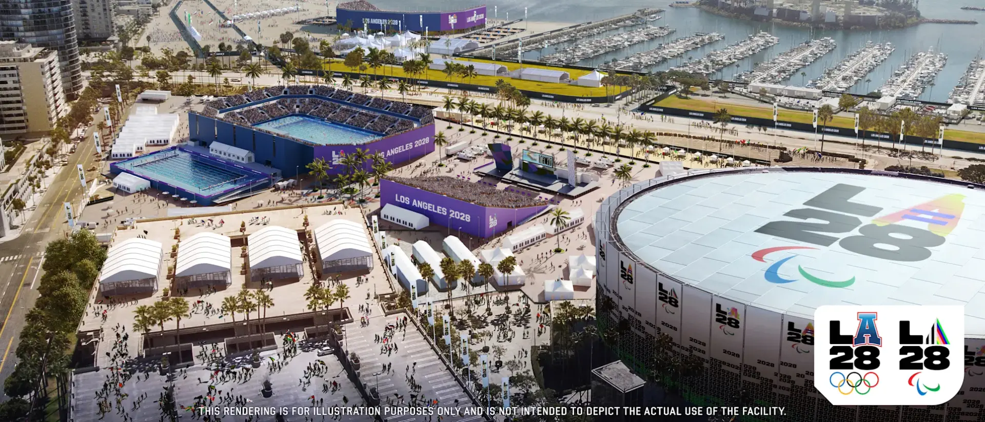 Rendering of Long Beach stadiums for LA28