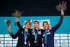 Janja Garnbret, Natalia Grossman and MIho Nonaka on the Innsbruck 2023 Boulder Podium
