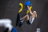 Janja Garnbret topping a boulder in the women’s Boulder qualification during the IFSC 2023 Boulder World Championships