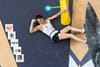 Natalia Grossman celebrating topping a boulder at the 2023 Salt Lake City World Cup