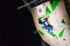 Ai Mori on the headwall of the final lead route at the Boulder&Lead test World Cup in Morioka, Japan.
