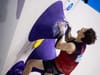 Yufei Pan topping out the 4th boulder in the men's final