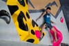 Meichi Narasaki on the slab 3rd boulder of the final in Salt Lake City in 2024